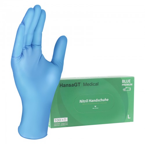 HansaGT Medical NITRIL BLUE - Nitrilhandschuhe 100 Stück L