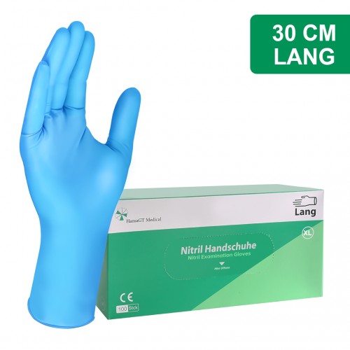 HansaGT Medical Nitrilhandschuhe Lang 30cm  (100er Packung) M