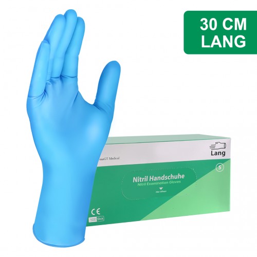 HansaGT Medical Nitrilhandschuhe Lang 30cm  (100er Packung) S