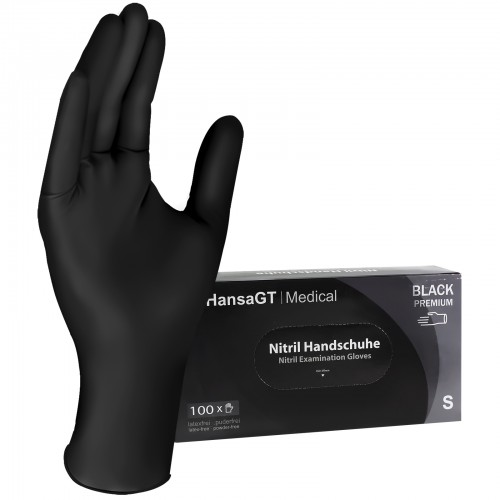 HansaGT Medical NITRIL Black - Nitrilhandschuhe 100 Stück S