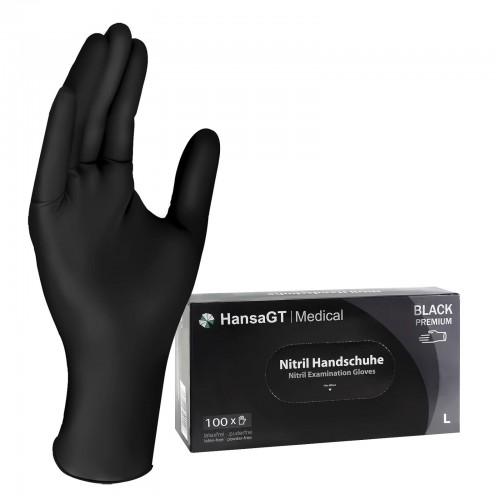 HansaGT Medical NITRIL Black - Nitrilhandschuhe 100 Stück L